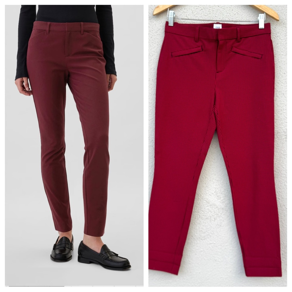 GAP signature SKINNY ANKLE pants red black checkered PLAID tartan women’s 4